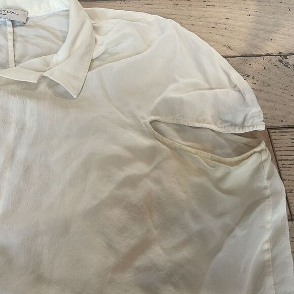 HABITUAL Lennon 100 % Silk Blouse Ivory Size Small - Picture 12 of 14